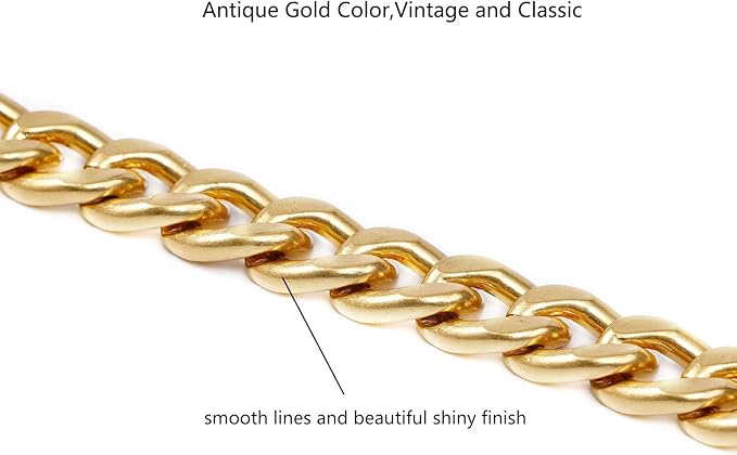 Gold Metal Purse Chain Strap 18" Short Handle Replacement Chain for Handbags and Accessories