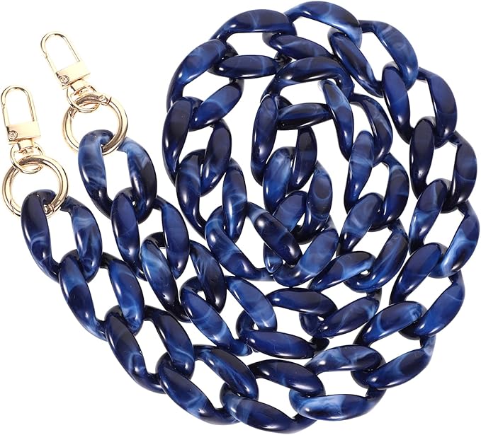 Blue Resin Purse Chain Strap, Lightweight Chunky Replacement Handle Chain with Metal Clasps, Stylish Decorative Shoulder Strap