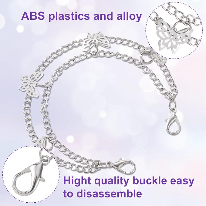 Butterfly Pendant Double-Layer Purse Chain – Fashion Alloy Electroplated Bag Strap Accessory, 11.14in / 28.3cm