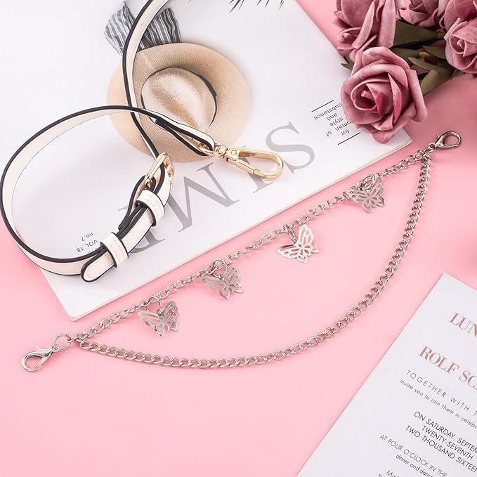 Butterfly Pendant Double-Layer Purse Chain – Fashion Alloy Electroplated Bag Strap Accessory, 11.14in / 28.3cm