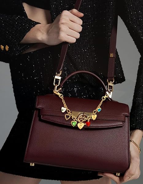 Colorful Heart Pendant Bag Chain Strap – Gold Alloy Purse Chain with Multi-Color Heart Charms, Fashion Replacement Strap