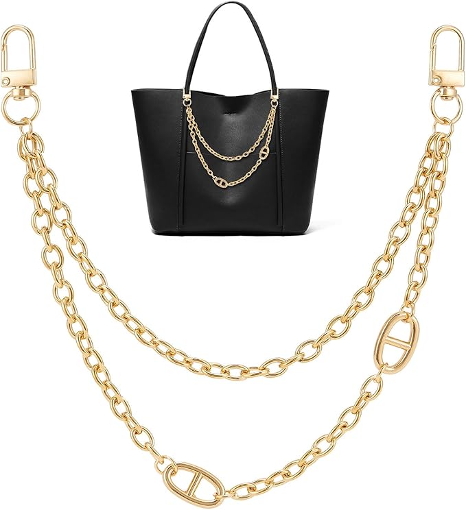 Gold Double-Layer Bag Chain – Fashion Alloy Purse Strap Replacement Accessory for Handbag/Shoulder Bag/Crossbody