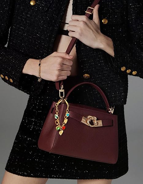 Colorful Heart Pendant Bag Chain Strap – Gold Alloy Purse Chain with Multi-Color Heart Charms, Fashion Replacement Strap