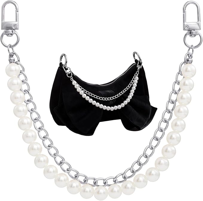 Pearl & Metal Double-Layer Purse Chain – Elegant Replacement Strap Accessory for Handbags, Shoulder Bags, Crossbody Bags