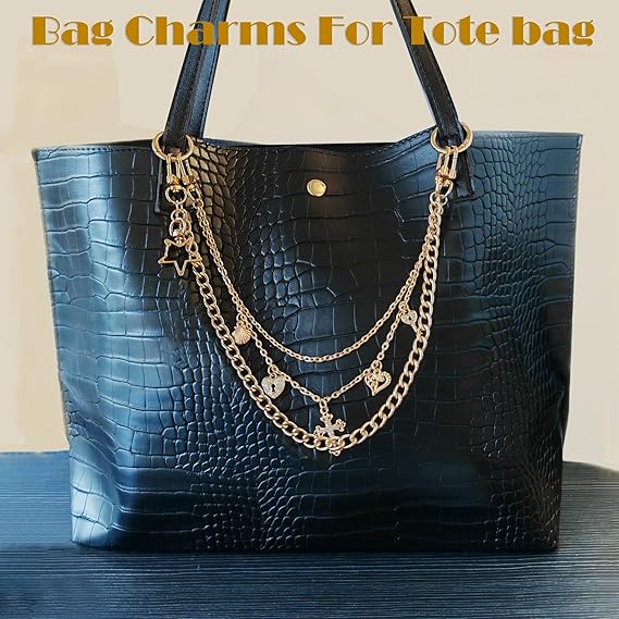 Multi-Layer Gold Decorative Purse Chain with Charms – Fashion Handbag/Shoulder Bag/Crossbody Replacement Strap